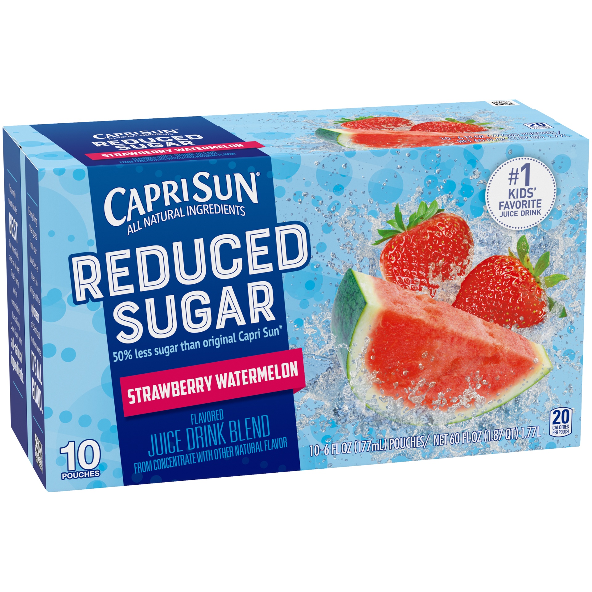 slide 2 of 6, Capri Sun Reduced Sugar Strawberry Watermelon Naturally Flavored Juice Drink Blend, 10 ct; 6 fl oz