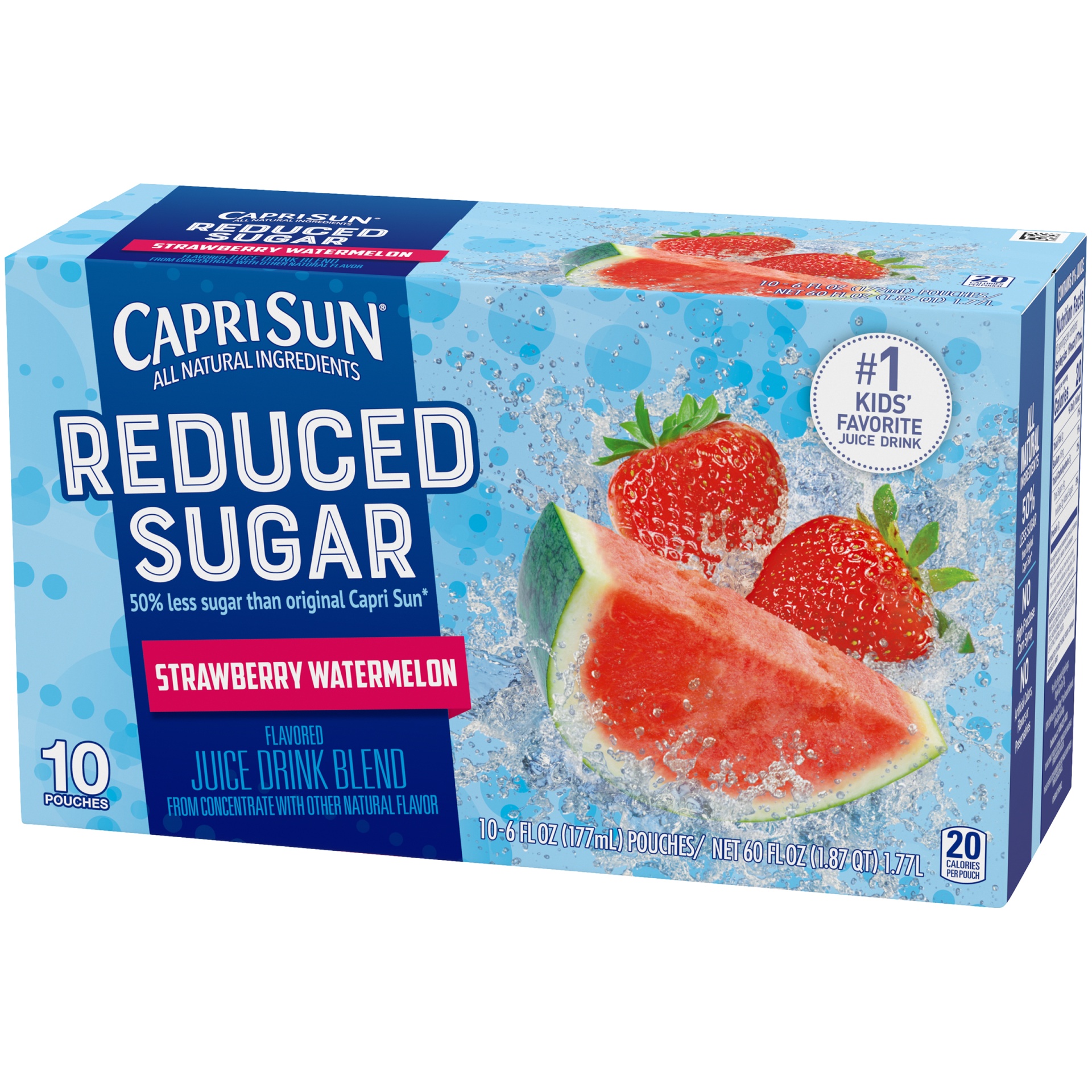 slide 3 of 6, Capri Sun Reduced Sugar Strawberry Watermelon Naturally Flavored Juice Drink Blend, 10 ct; 6 fl oz