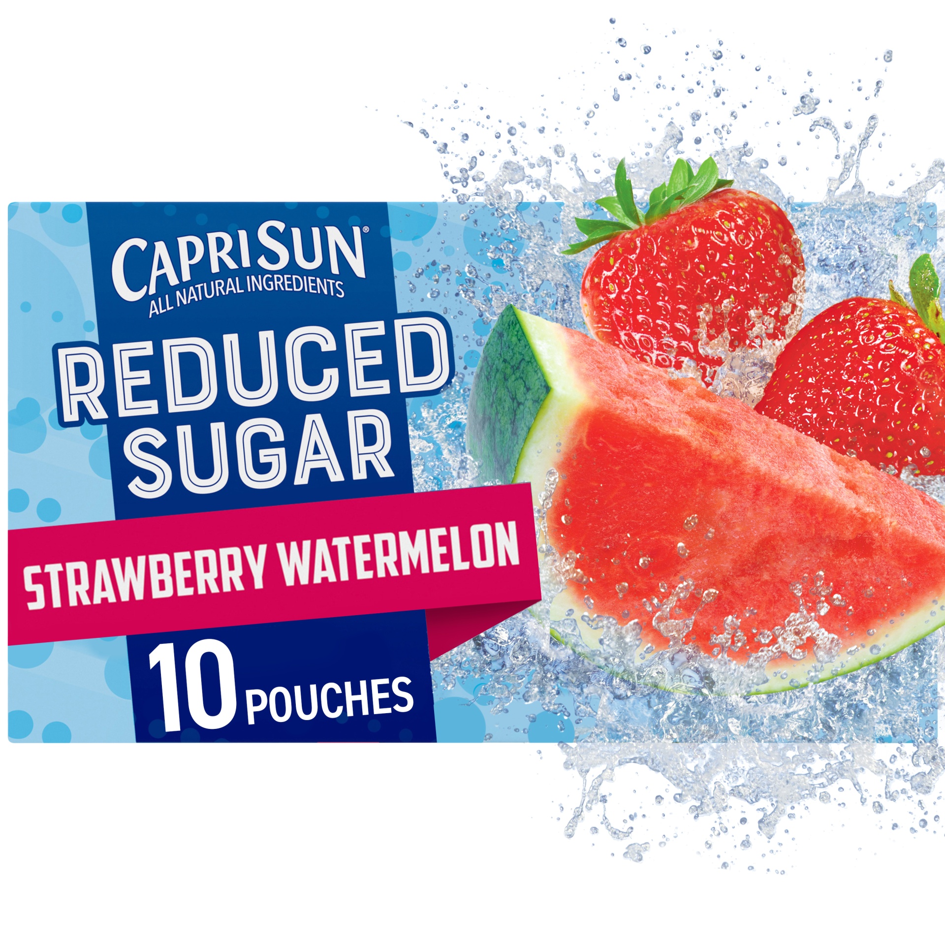 slide 1 of 6, Capri Sun Reduced Sugar Strawberry Watermelon Naturally Flavored Juice Drink Blend, 10 ct; 6 fl oz