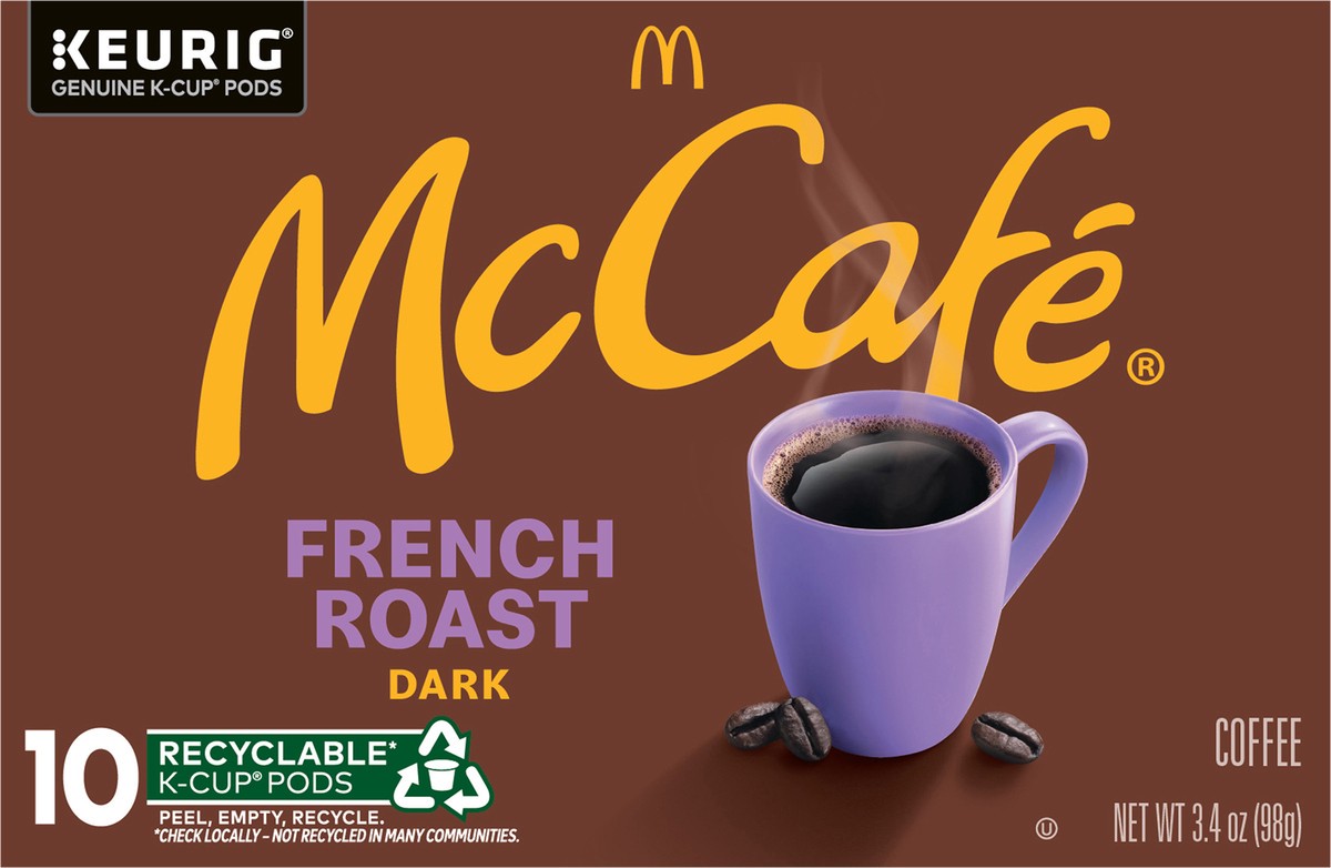 slide 5 of 9, McCafé French Roast, Single Serve Coffee Keurig K-Cup Pods, Dark Roast, 10 Count, 10 ct