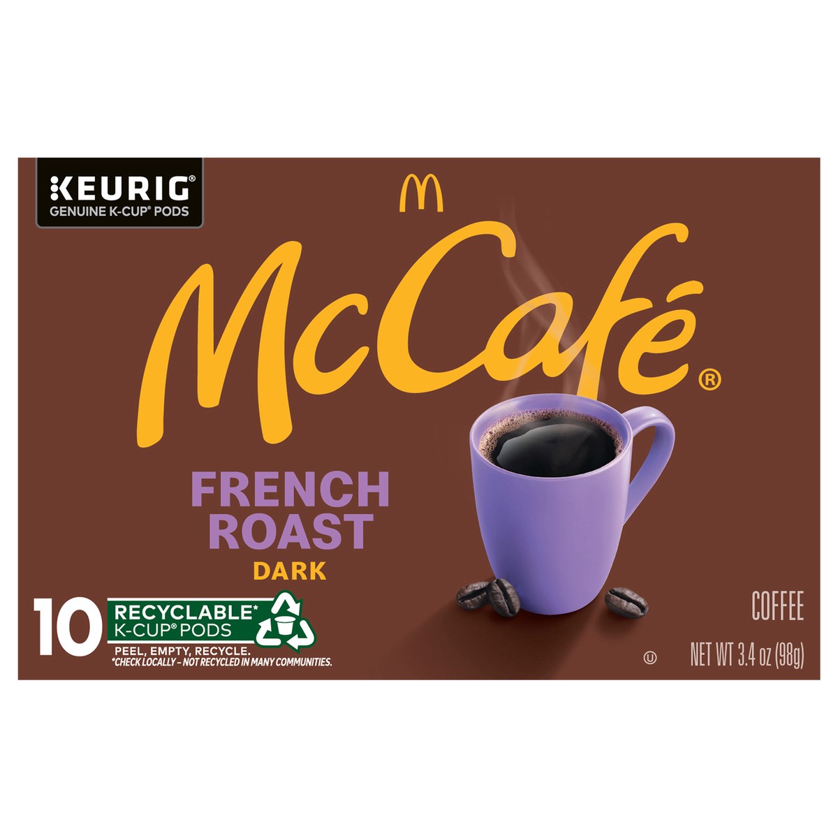 slide 1 of 9, McCafé French Roast, Single Serve Coffee Keurig K-Cup Pods, Dark Roast, 10 Count, 10 ct