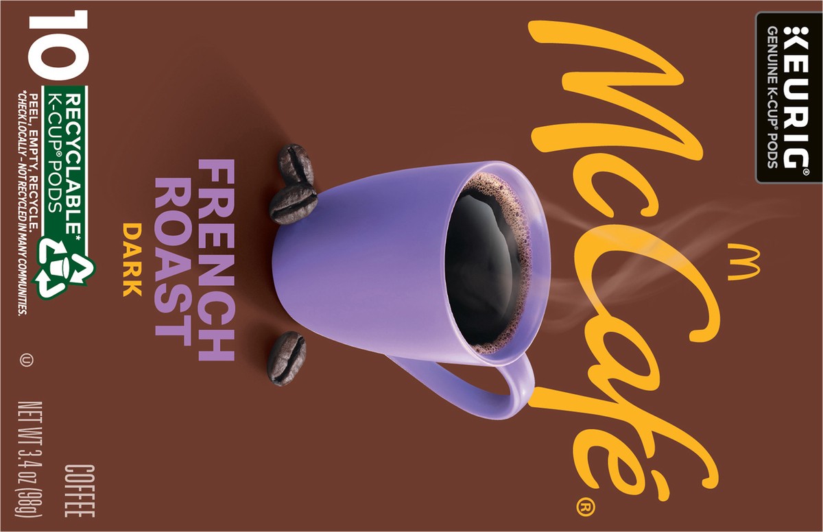 slide 6 of 9, McCafé French Roast, Single Serve Coffee Keurig K-Cup Pods, Dark Roast, 10 Count, 10 ct