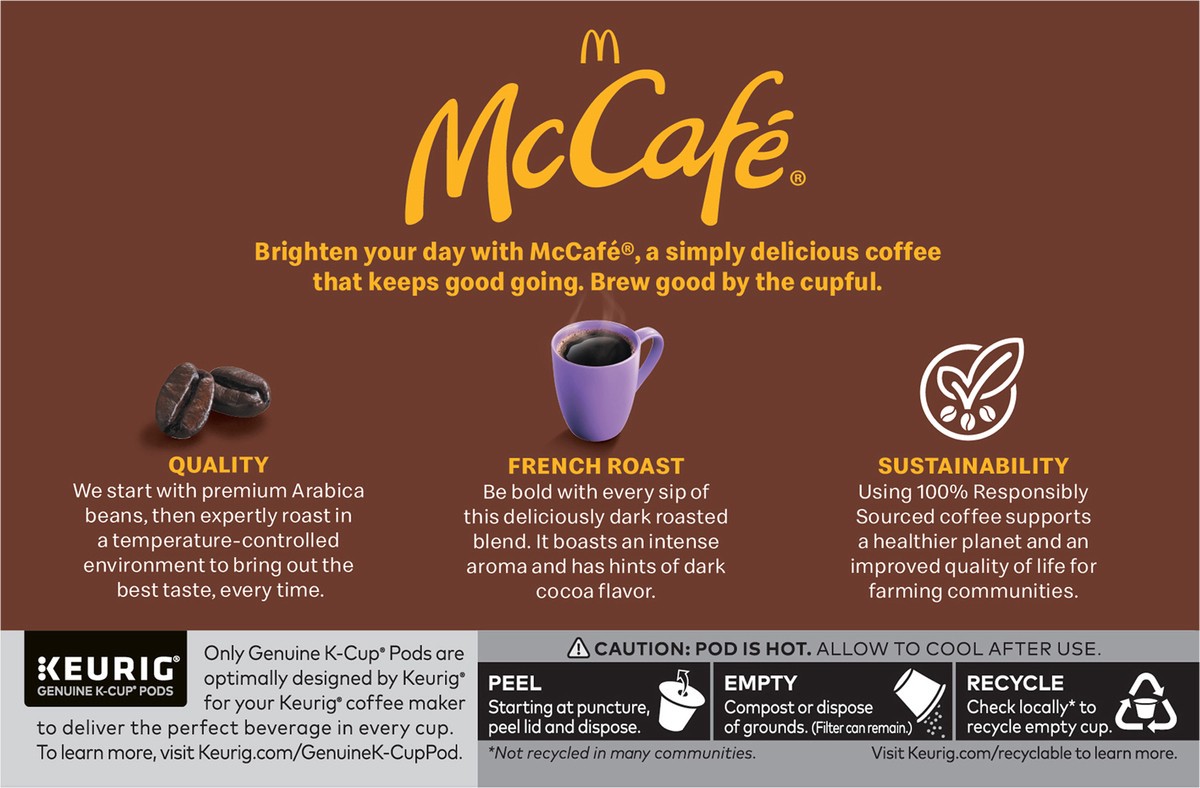 slide 9 of 9, McCafé French Roast, Single Serve Coffee Keurig K-Cup Pods, Dark Roast, 10 Count, 10 ct