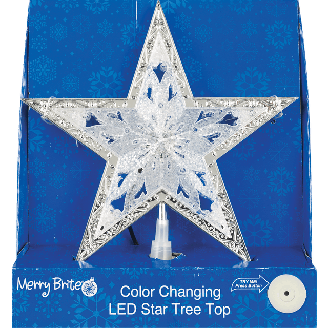 slide 1 of 1, 10" Led Star Tree Top,2Asst, 10 in