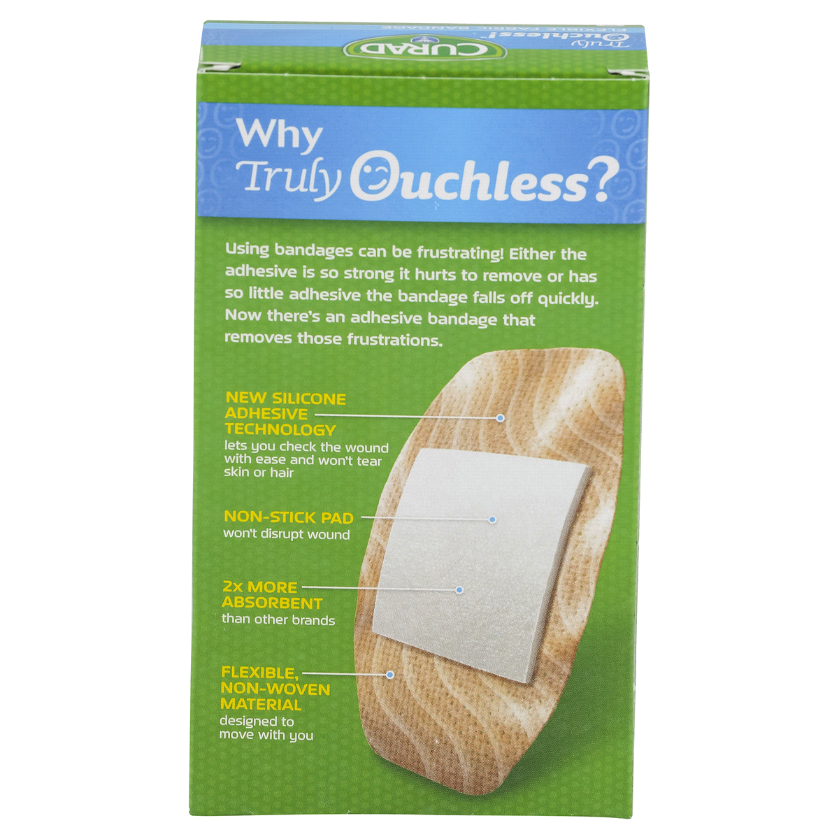 slide 2 of 5, Curad Truly Ouchless! Extra Large Bandages, 8 ct