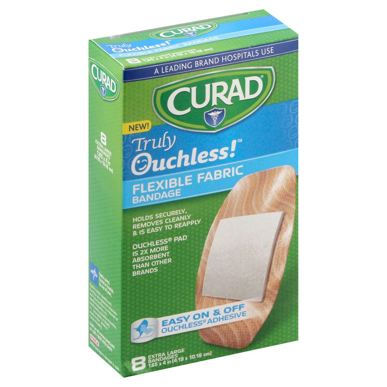 slide 1 of 5, Curad Truly Ouchless! Extra Large Bandages, 8 ct