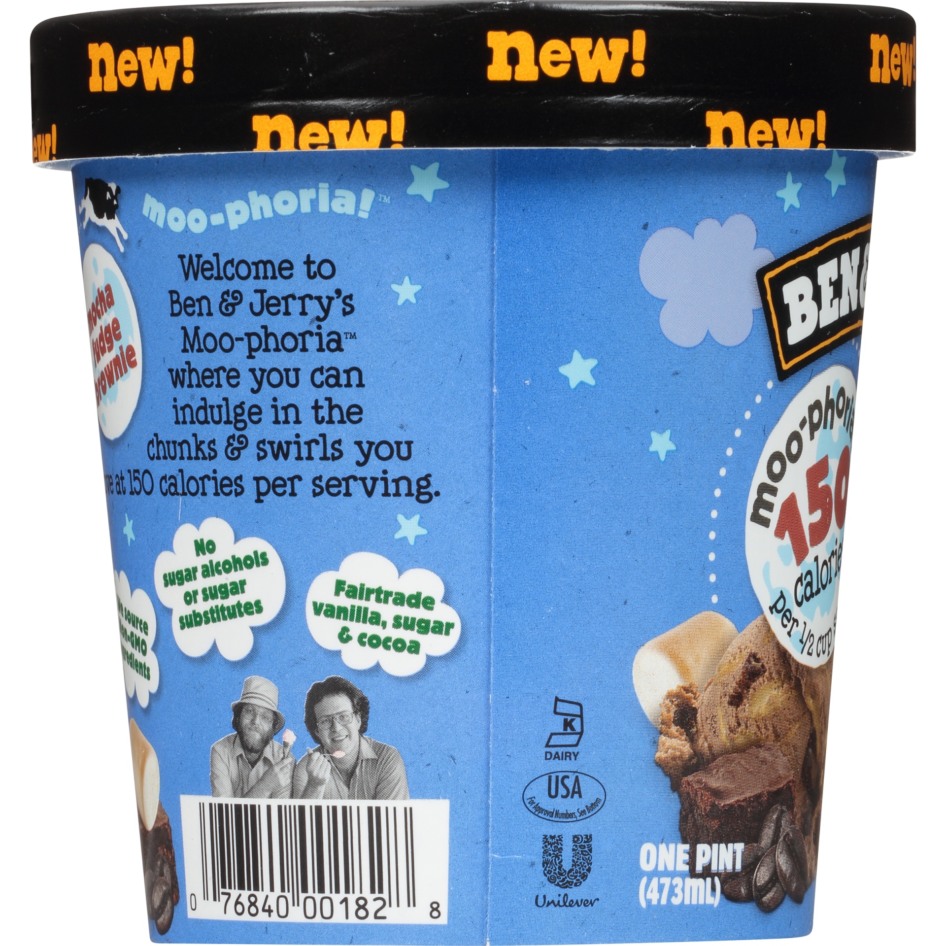 slide 2 of 6, Ben & Jerry's Moo-Phoria!&nbsp;Mocha Fudge Brownie Light Ice Cream, 1 pint