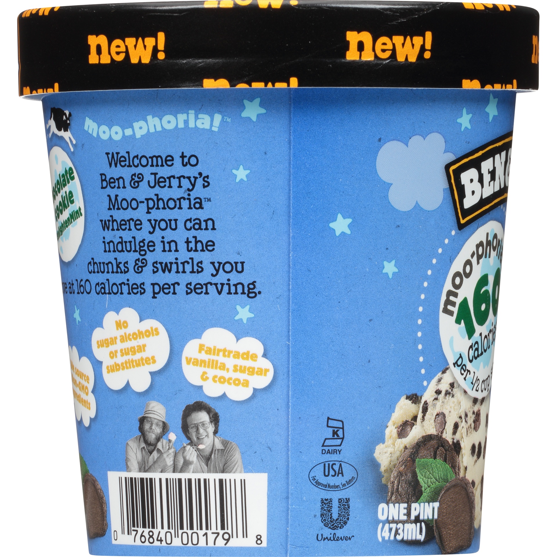 slide 4 of 6, Ben & Jerry's Moo-Phoria!&nbsp;Chocolate Cookie Enlightenmint Light Ice Cream, 1 pint