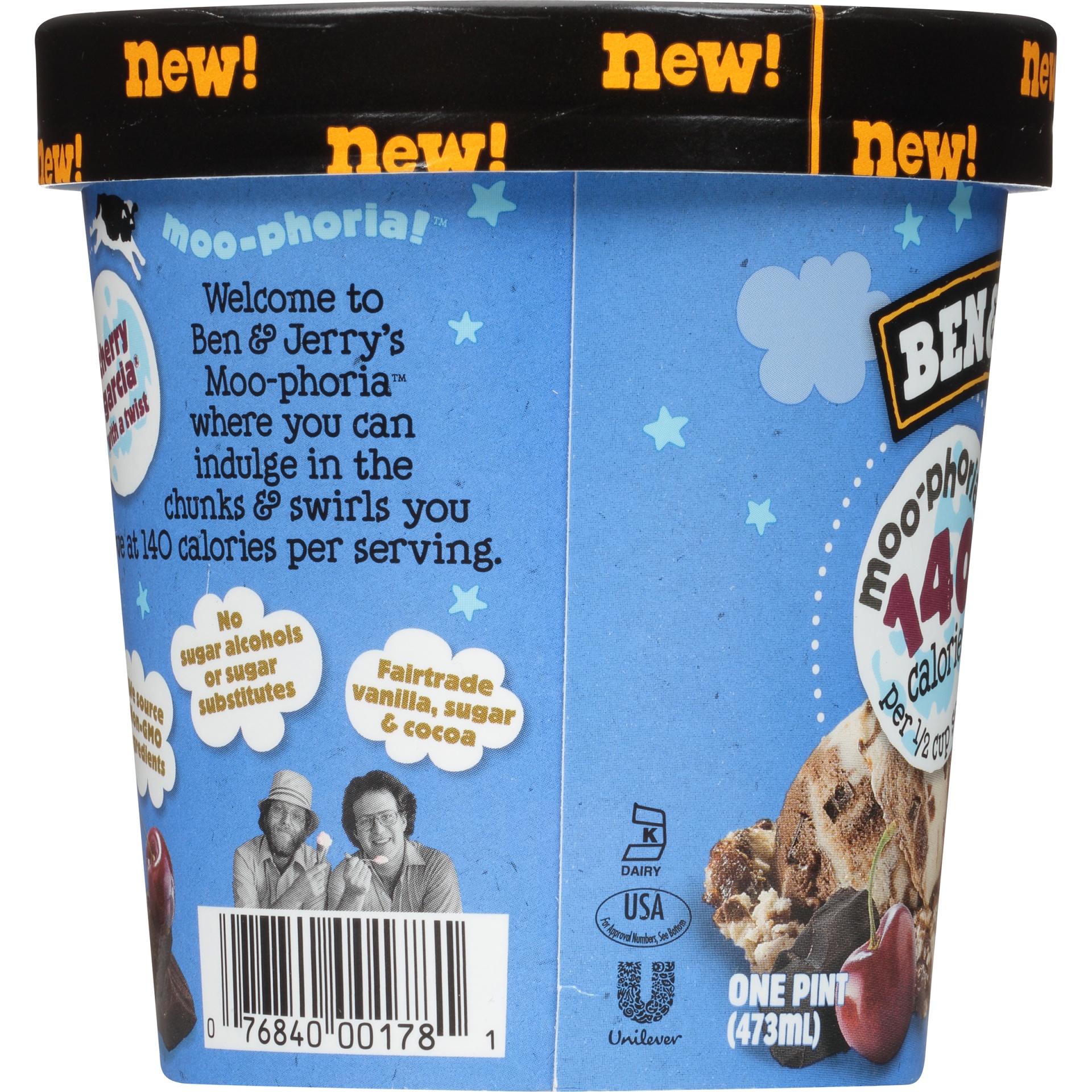 slide 2 of 6, Ben & Jerry's Moo-Phoria!&nbsp;Cherry Garcia&nbsp;With a Twist Light Ice Cream, 1 pint