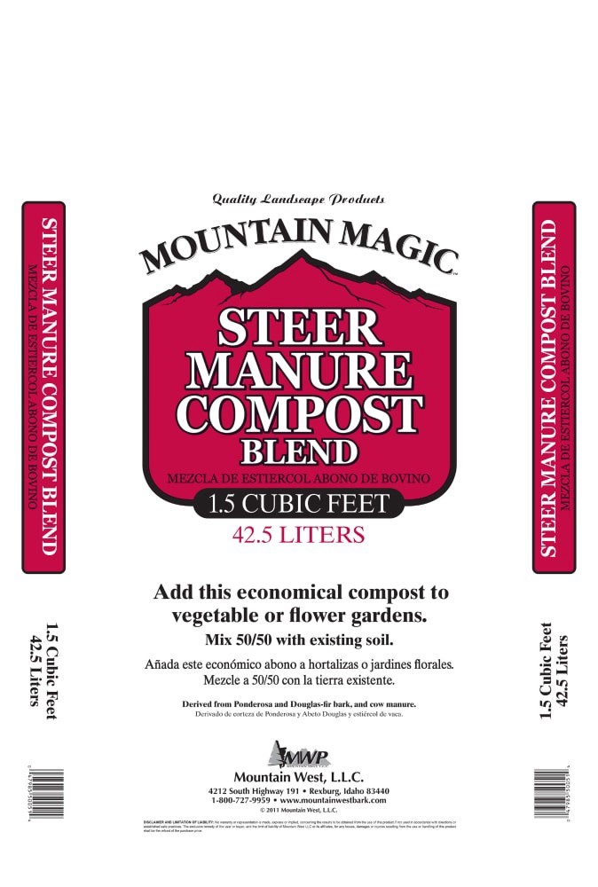 slide 1 of 1, Mountain West Products Mountain Magic Steer Manure Compost Blend - Brown, 42.5 liter