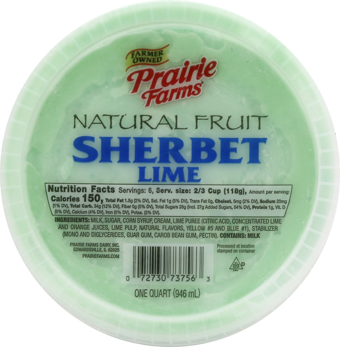 slide 5 of 9, Prairie Farms Natural Fruit Lime Sherbet 1 qt, 1 qt