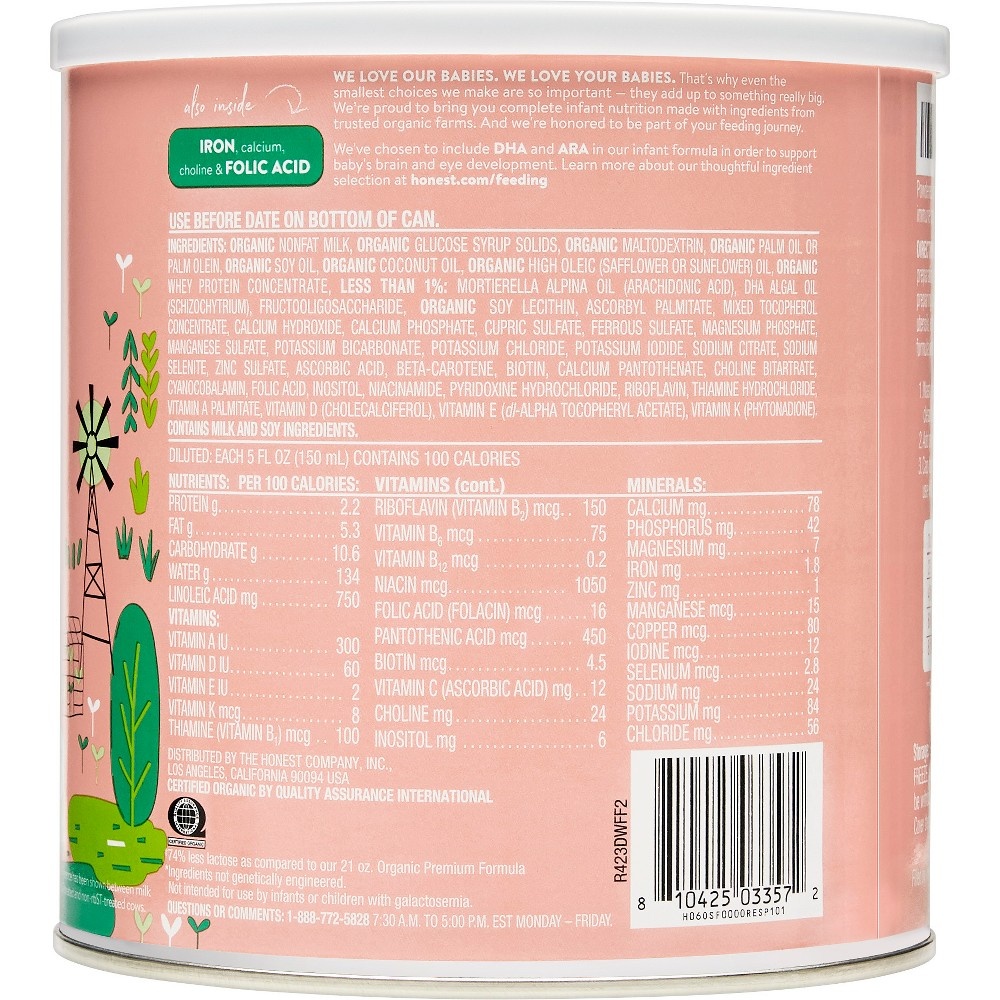 slide 2 of 3, The Honest Company Organic Sensitive Infant Formula with DHA, 21 oz