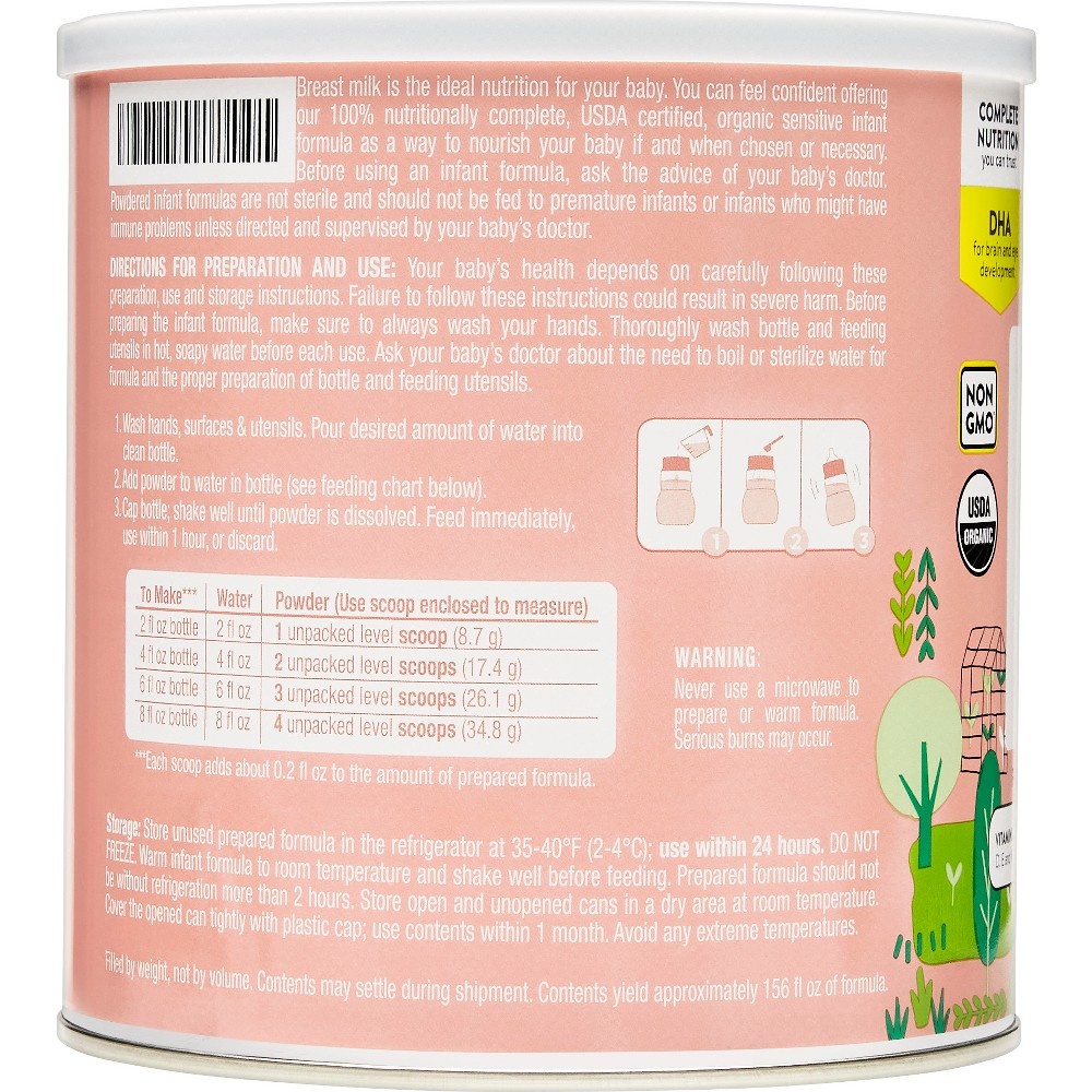 slide 3 of 3, The Honest Company Organic Sensitive Infant Formula with DHA, 21 oz