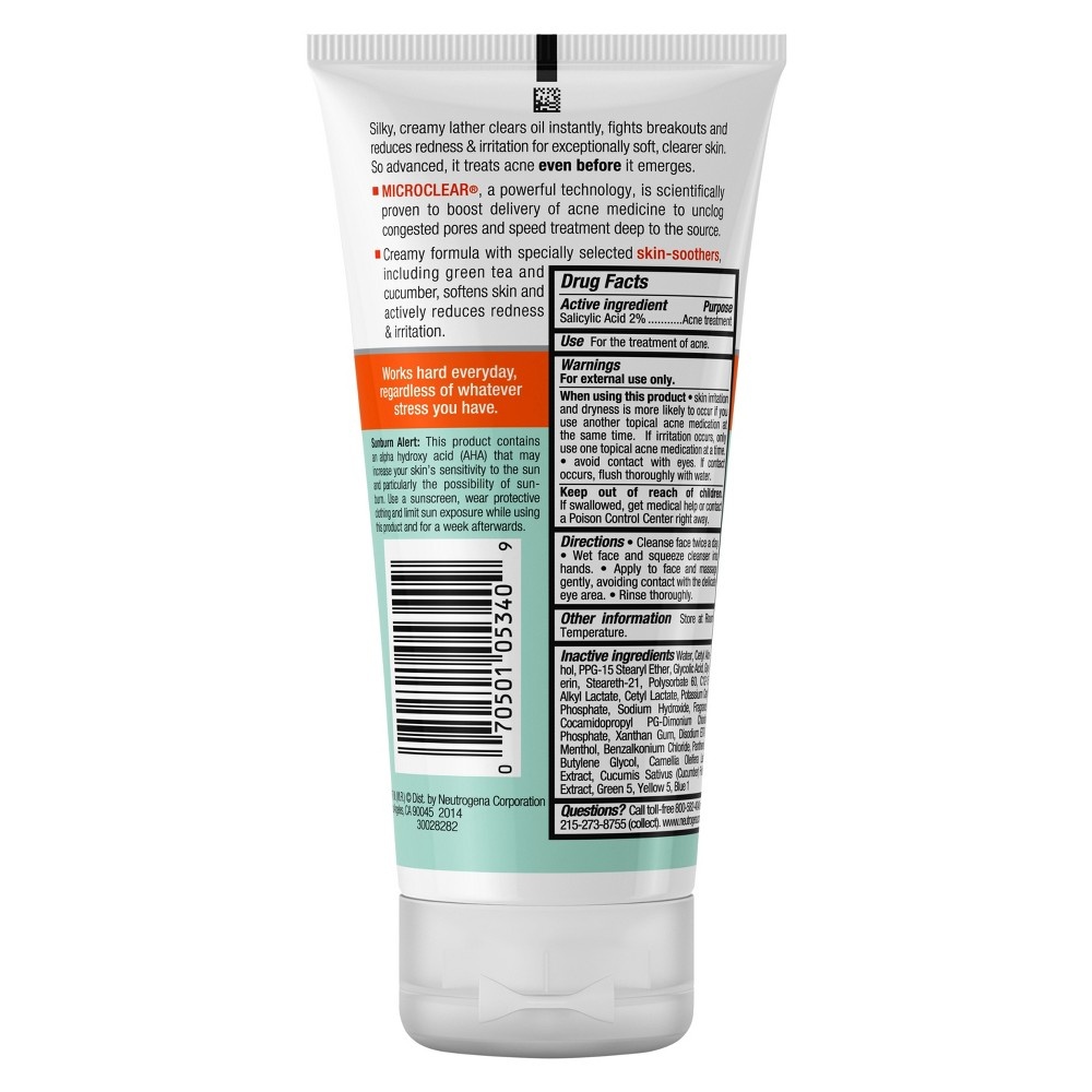 slide 3 of 3, Neutrogena Oil-Free Acne Stress Control Power-Cream Wash, 6 fl oz