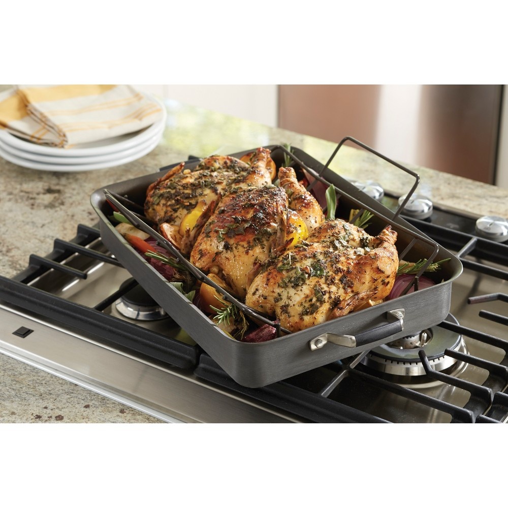 slide 2 of 5, Select by Calphalon 16" Hard-Anodized Non-Stick Roaster with Rack, 1 ct