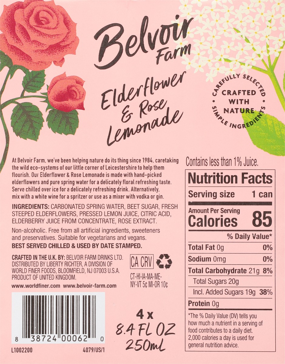 slide 8 of 12, Belvoir Farm Elderflower & Rose Lemonade Sparkling Soft Drink - 4 ct, 4 ct