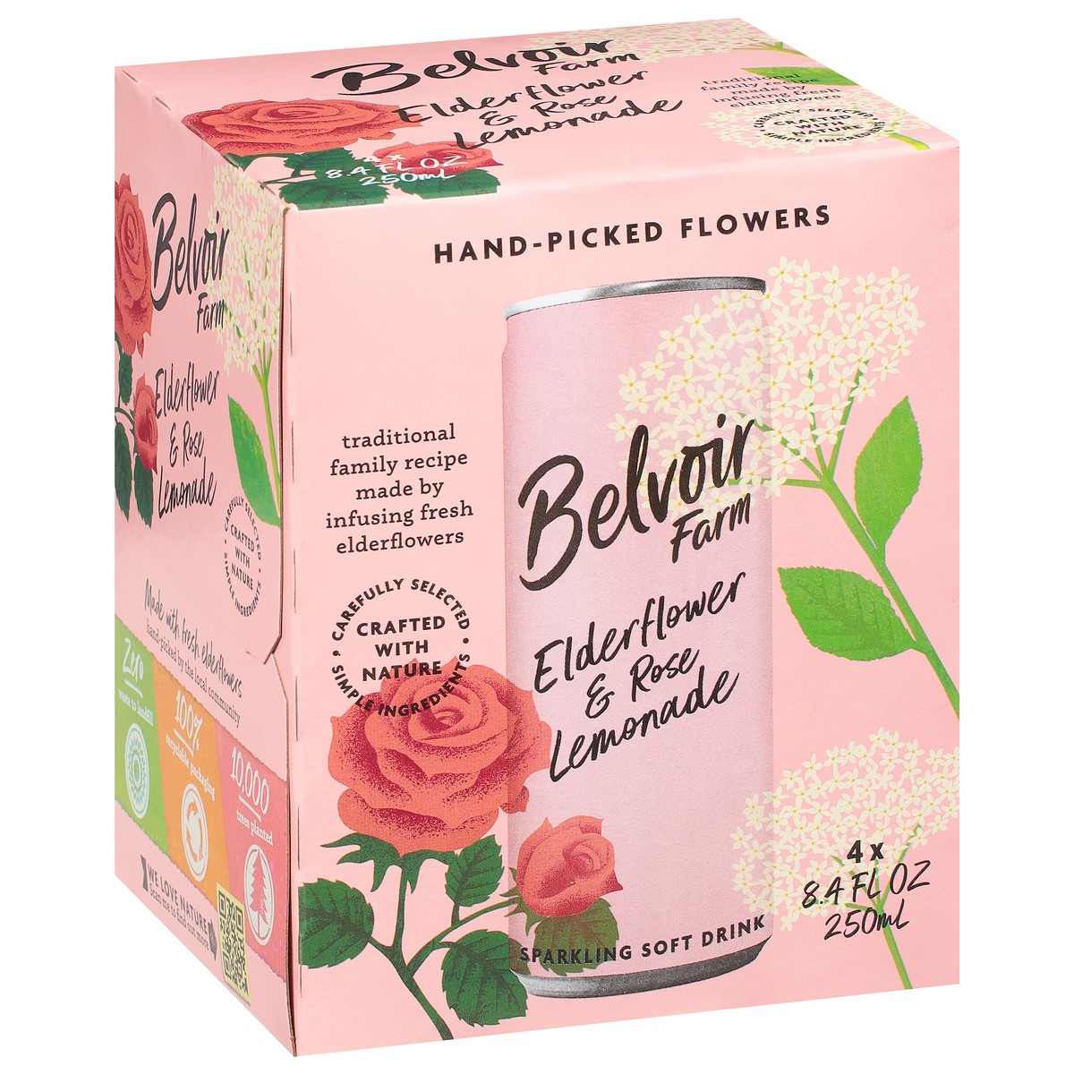 slide 6 of 12, Belvoir Farm Elderflower & Rose Lemonade Sparkling Soft Drink - 4 ct, 4 ct