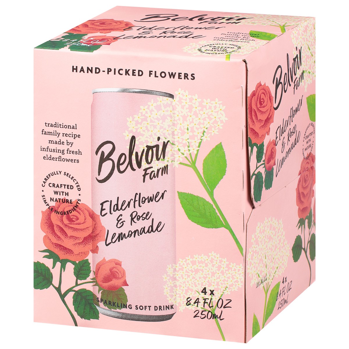 slide 3 of 12, Belvoir Farm Elderflower & Rose Lemonade Sparkling Soft Drink - 4 ct, 4 ct
