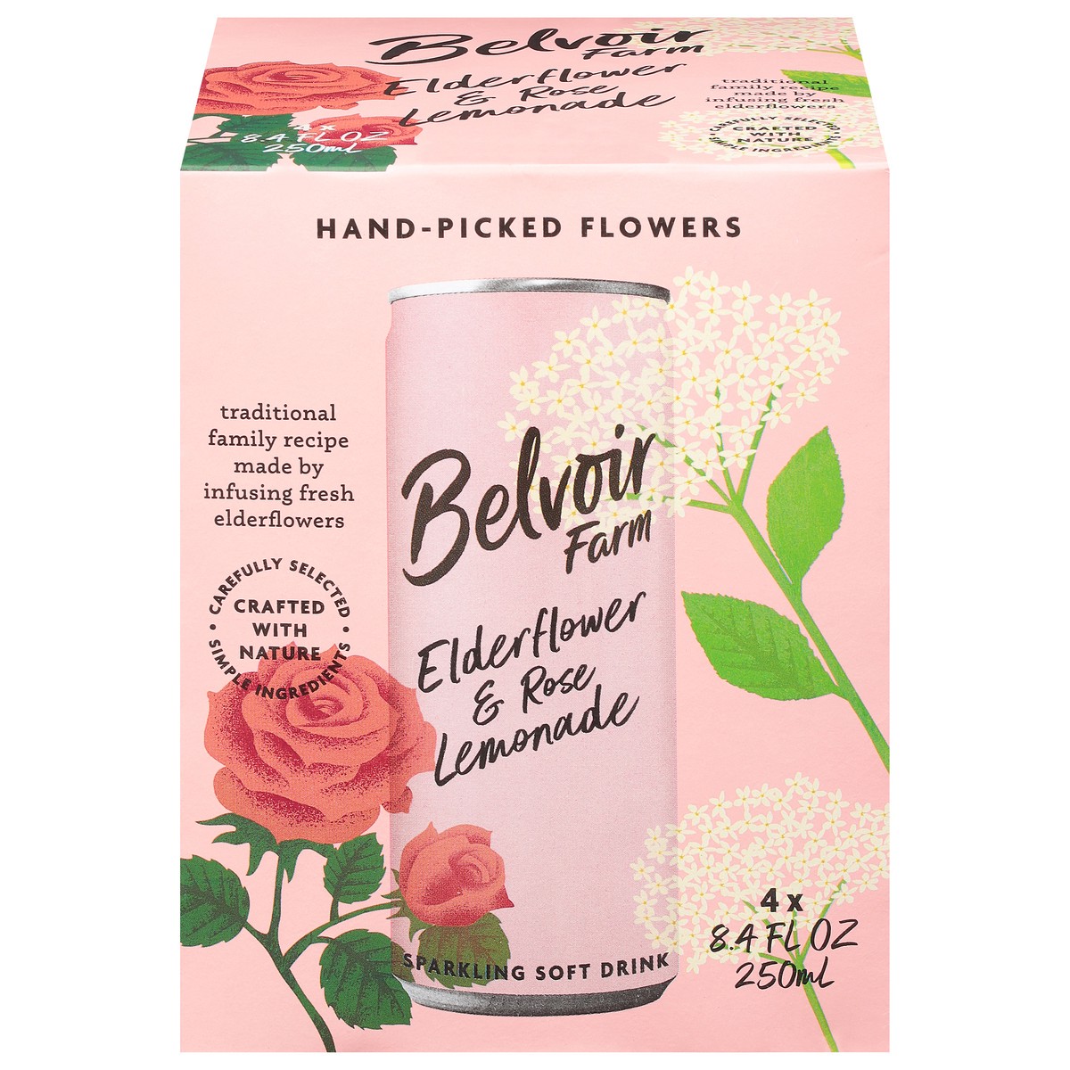 slide 1 of 12, Belvoir Farm Elderflower & Rose Lemonade Sparkling Soft Drink - 4 ct, 4 ct