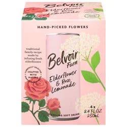 Belvoir Farm Elderflower & Rose Lemonade Sparkling Soft Drink - 4 ct
