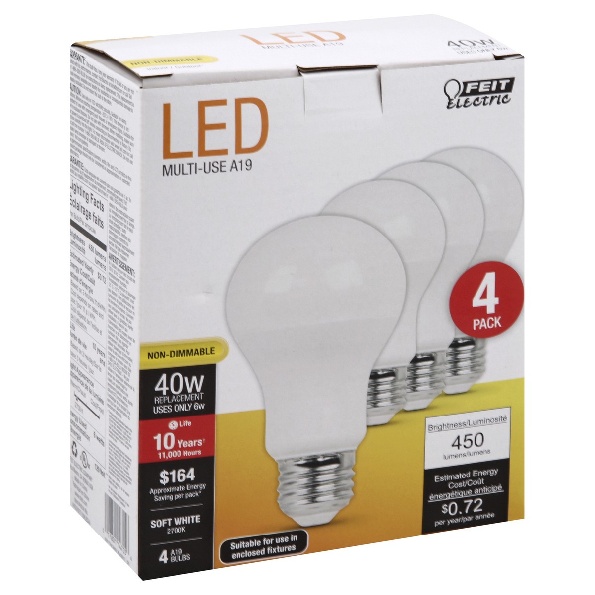 slide 2 of 11, Feit Electric 40 Watts LED Soft White Bulbs 4 ea, 4 ct