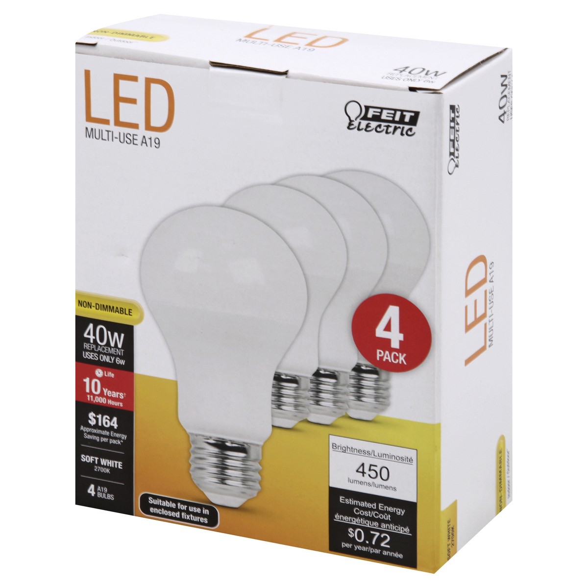 slide 9 of 11, Feit Electric 40 Watts LED Soft White Bulbs 4 ea, 4 ct