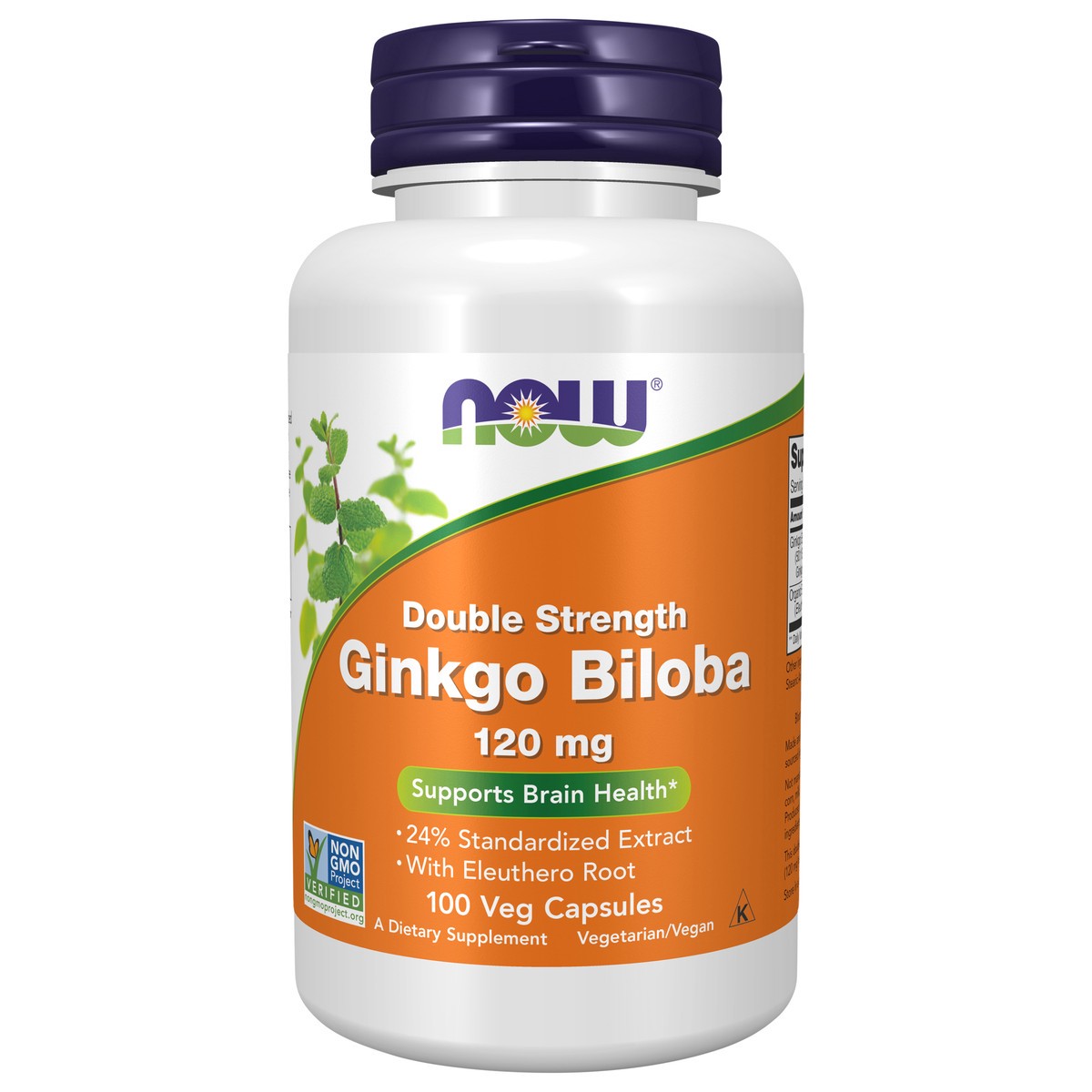 slide 1 of 7, NOW Ginkgo Biloba, Double Strength 120 mg - 100 Veg Capsules, 100 ct