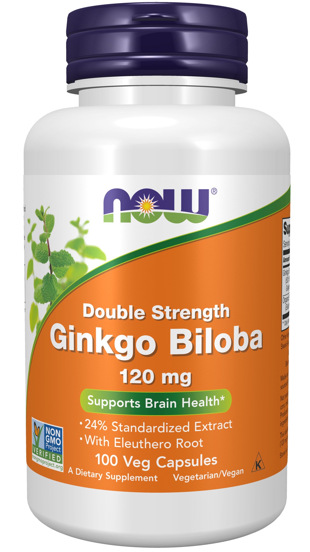 slide 1 of 7, NOW Ginkgo Biloba, Double Strength 120 mg - 100 Veg Capsules, 100 ct