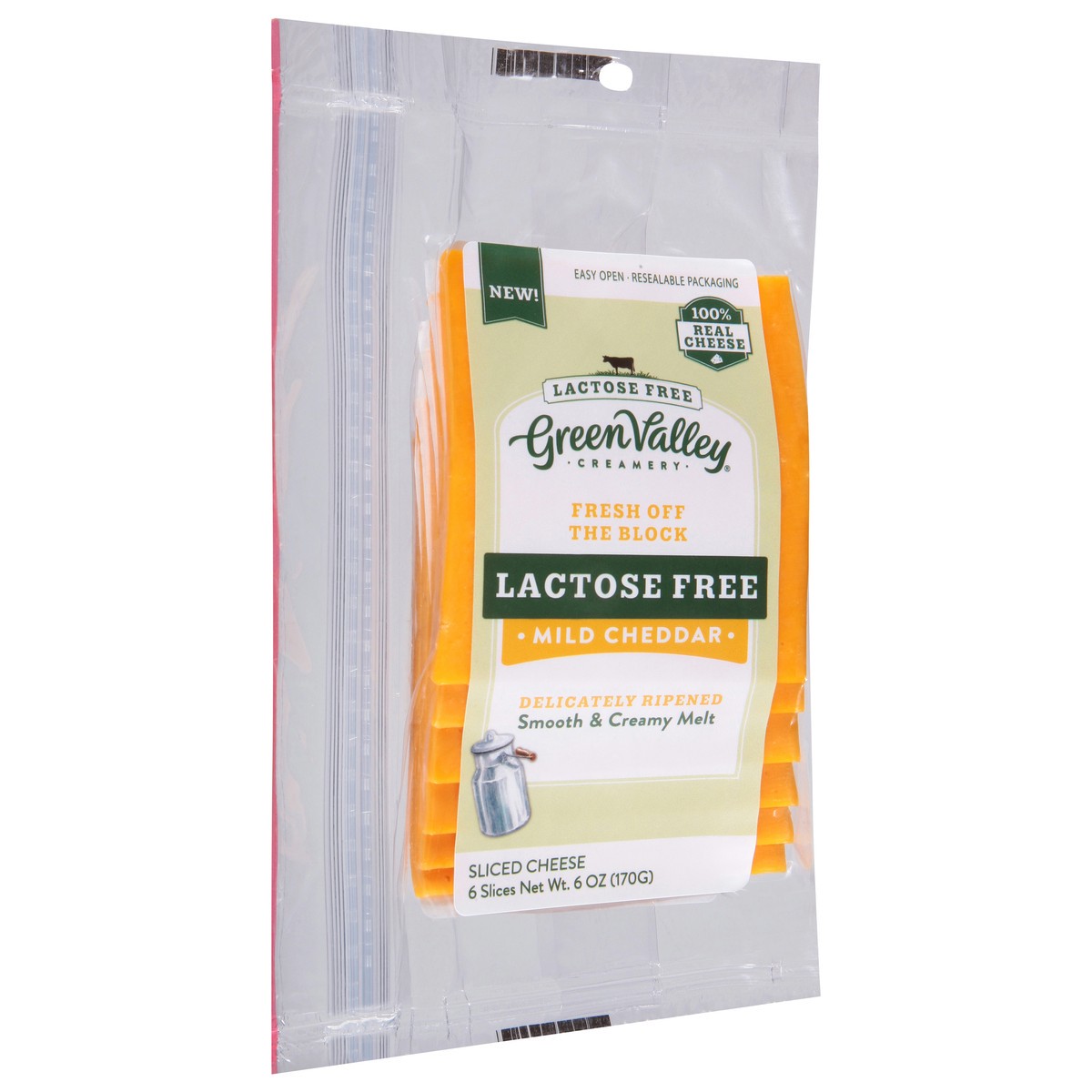 slide 4 of 9, Green Valley Creamery Lactose Free Mild Cheddar Sliced Cheese 6 Slices, 1 ct