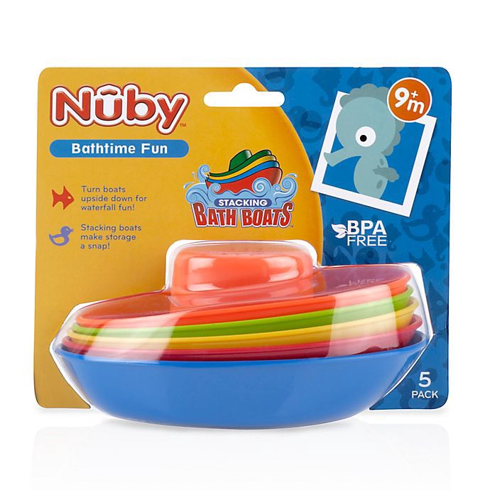 slide 3 of 4, Nuby Stacking Bathtime Boats, 5 ct