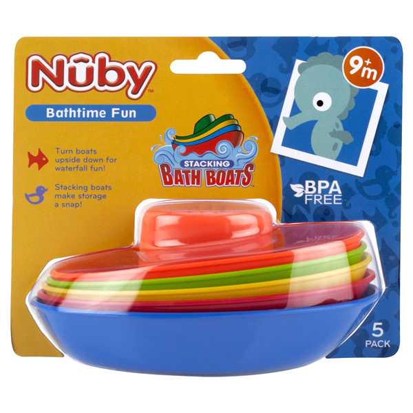 slide 1 of 4, Nuby Stacking Bathtime Boats, 5 ct