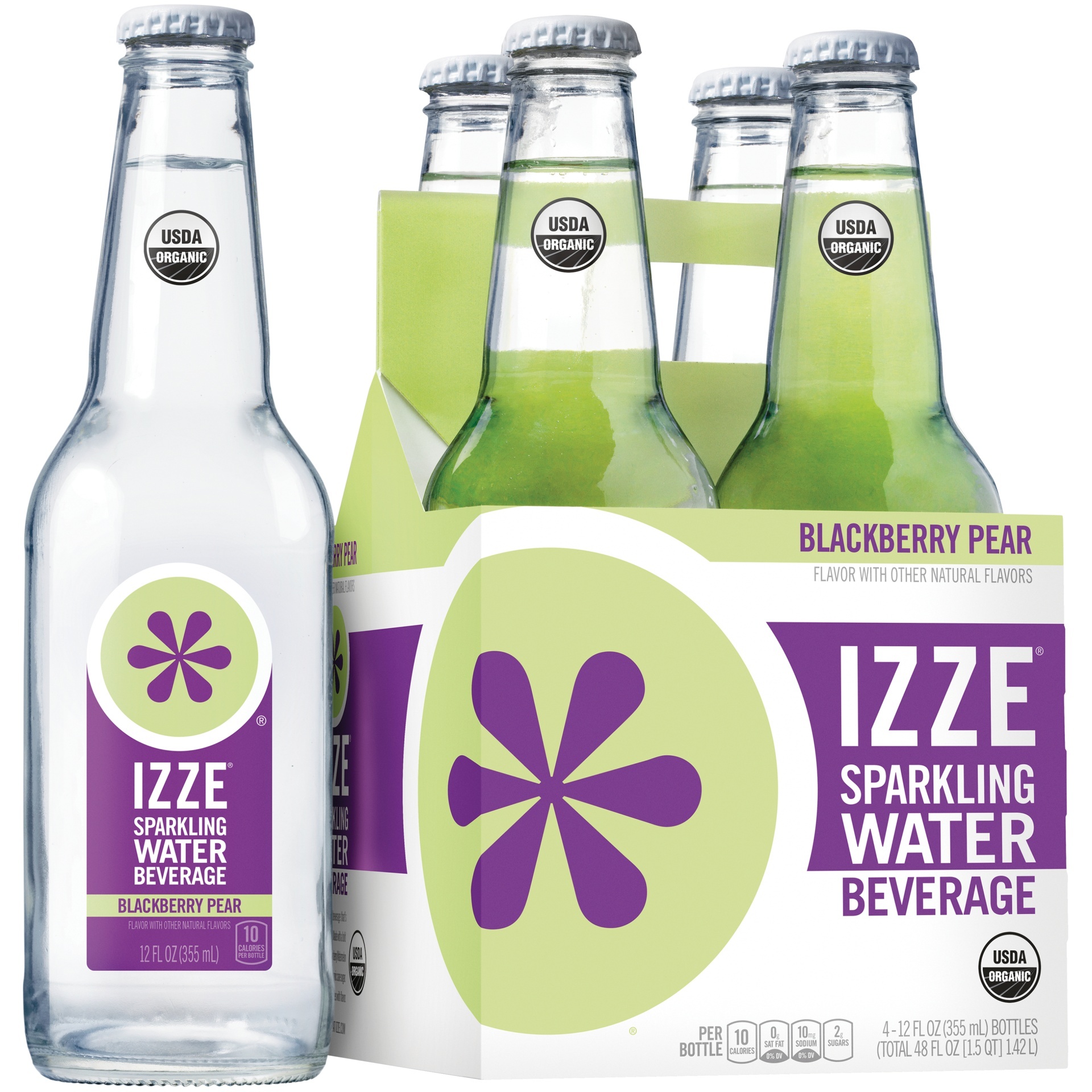 slide 1 of 1, Izze Blackberry Pear Sparkling Water Beverage, 4 ct; 12 fl oz