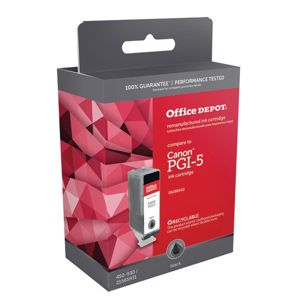 slide 1 of 3, Office Depot Brand Od05K (Canon Pgi-5 Bk) Remanufactured Black Ink Cartridge, 1 ct