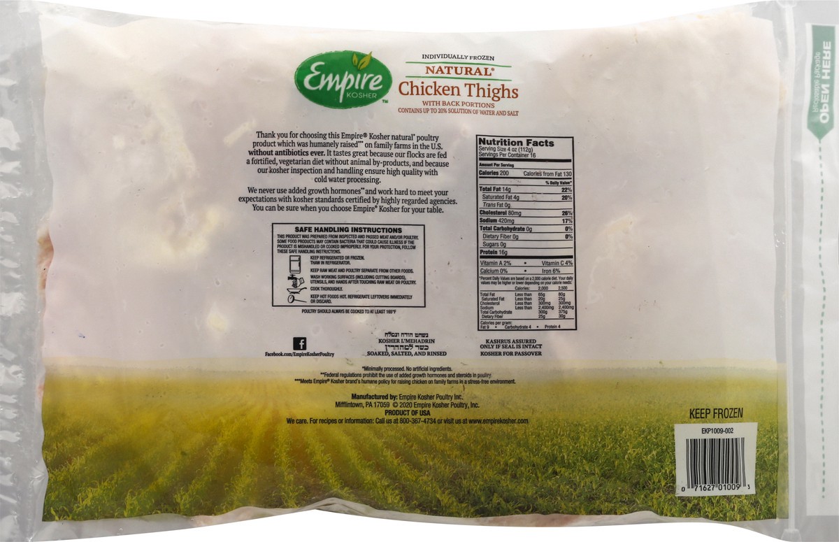 slide 6 of 9, Empire Kosher Chicken Thighs with Backs, 4 lb