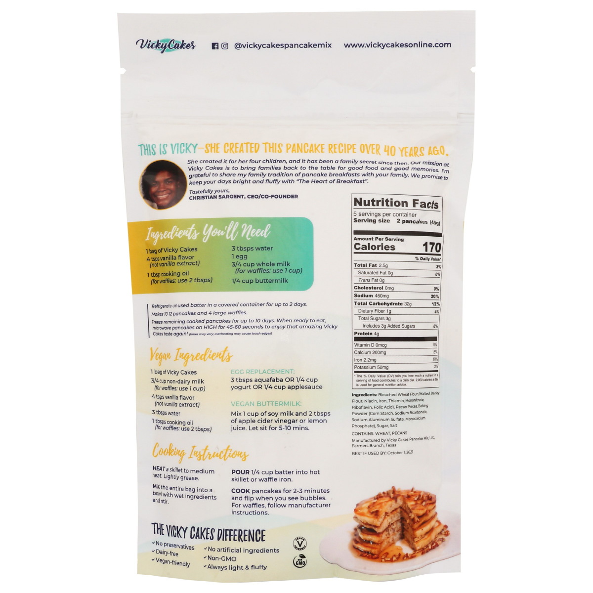 slide 3 of 5, Vicky Cakes Pecan Pancake & Waffle Mix, 8 oz, 8 oz