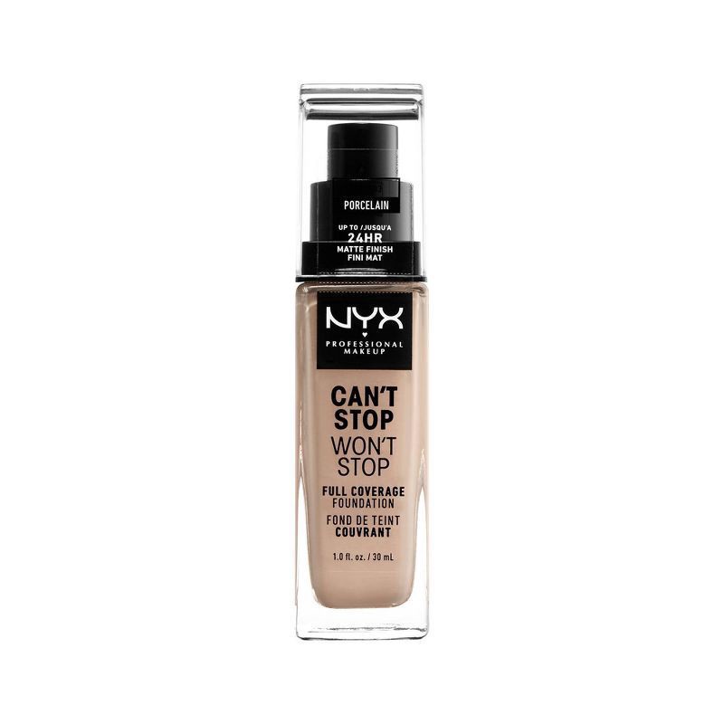 slide 1 of 3, NYX Professional Makeup Can't Stop Won't Stop 24Hr Full Coverage Matte Finish Foundation - 03 Porcelain - 1 fl oz, 1 fl oz