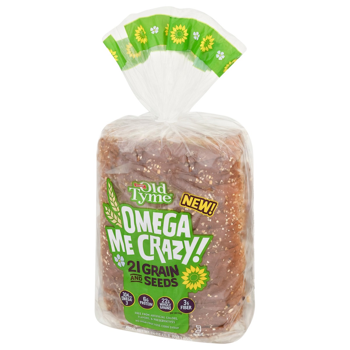 slide 10 of 10, Old Tyme Bread Omega Me Crazy! 21 Grain And Seeds, 24 oz