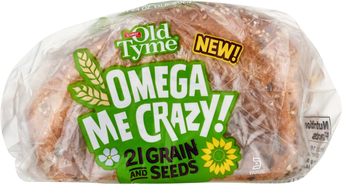 slide 8 of 10, Old Tyme Bread Omega Me Crazy! 21 Grain And Seeds, 24 oz