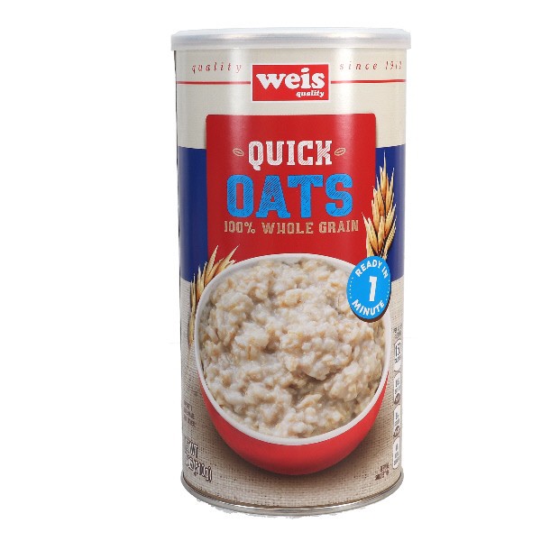 slide 1 of 1, Weis Quality 100% Whole Grain Quick Oats, 18 oz