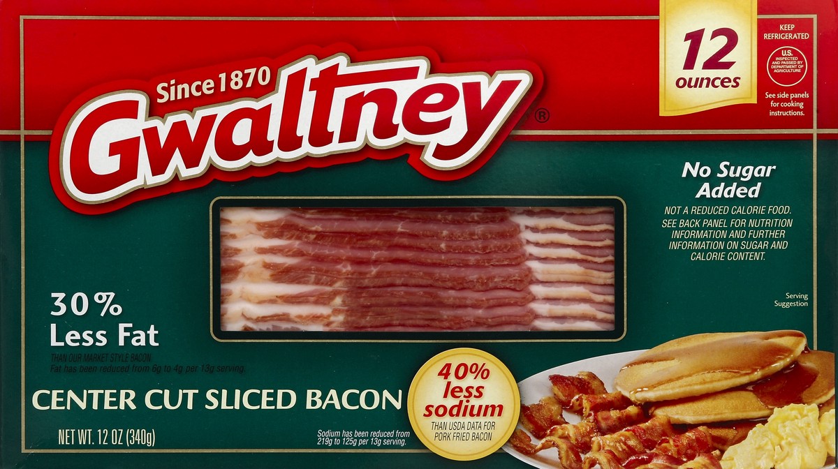 slide 4 of 4, Gwaltney Bacon, Center Cut, Sliced, 12 oz