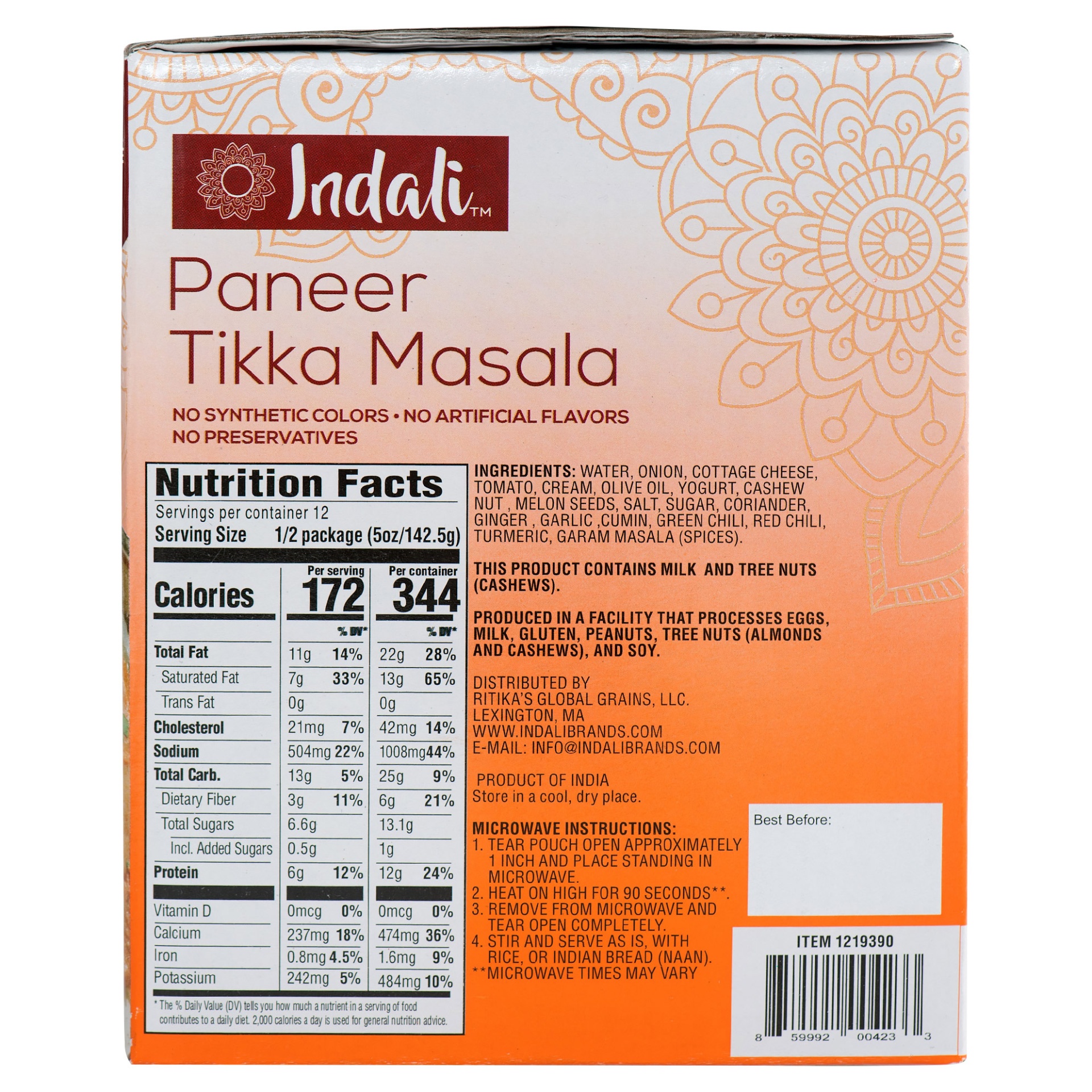 slide 2 of 2, Ritika's Paneer Tikka Masala Pouches, 