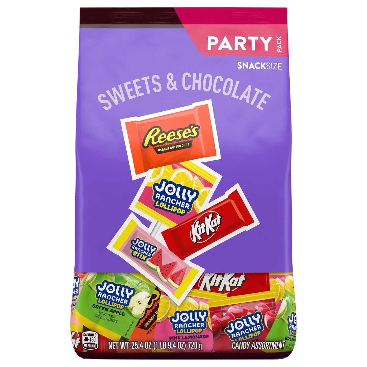slide 1 of 11, Reese's, Jolly Rancher & Kit Kat Assorted Flavored Snack Size Candy Party Pack, 25.4 oz, 25.4 oz