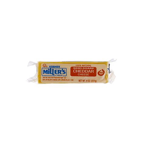 slide 1 of 1, Millers Cheese Kosher Cheddar Cheese Stick - 8 Oz, 8 oz