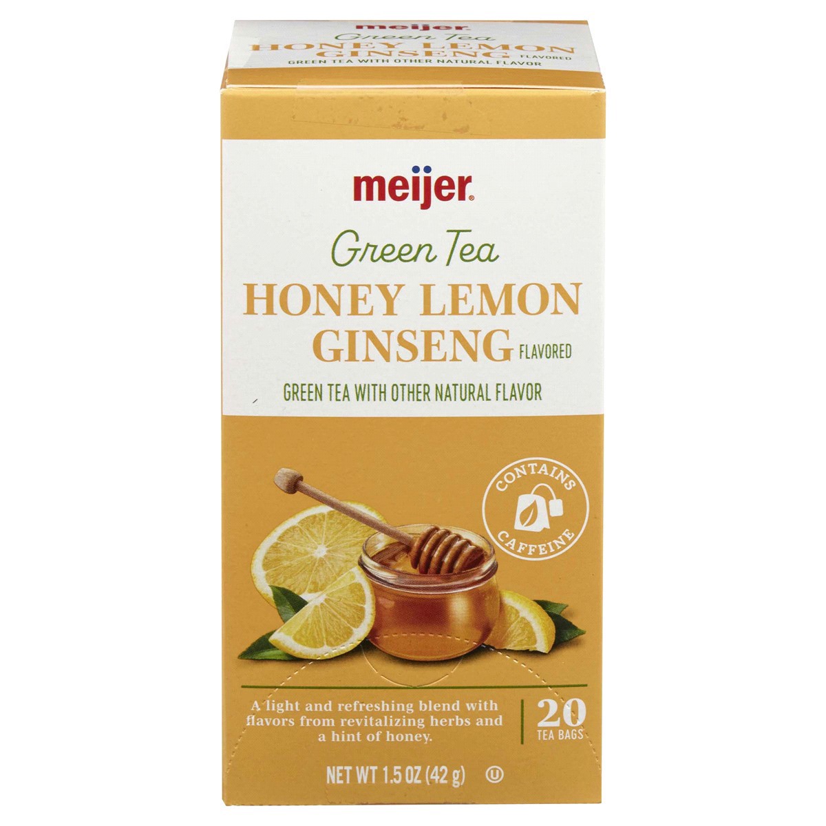 slide 1 of 29, Meijer Honey Lemon Ginseng Green Tea - 20 ct, 20 ct