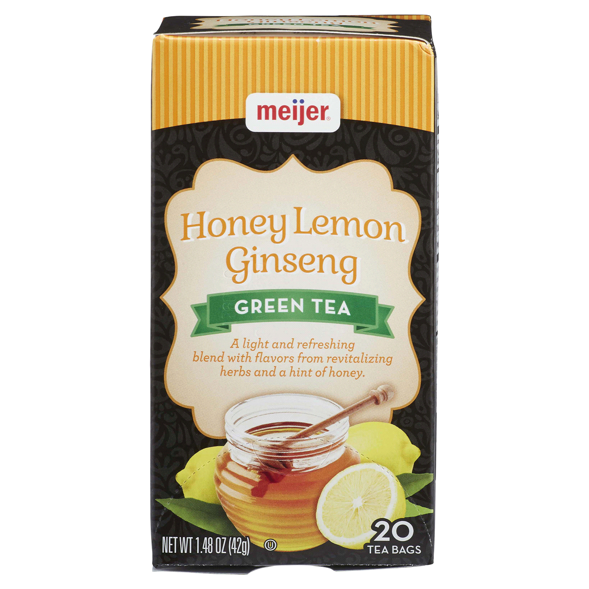 slide 1 of 2, Meijer Honey Lemon Ginseng Tea Bags, 20 ct