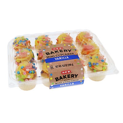 slide 1 of 1, H-E-B Mini Spring Vanilla Cupcakes, 12 ct