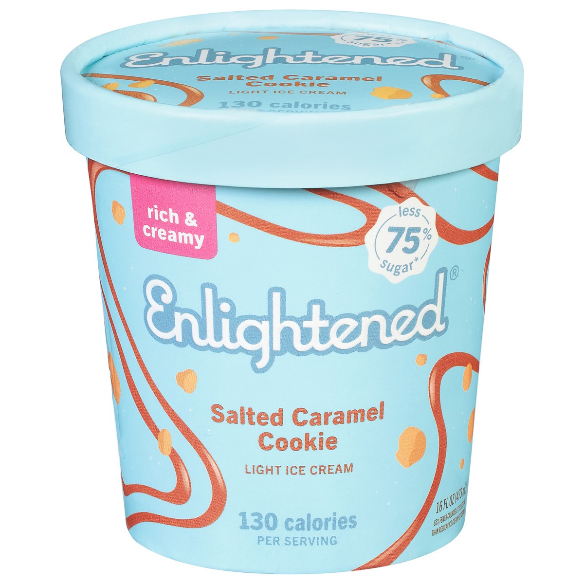 slide 11 of 11, Enlightened Light Salted Caramel Cookie Ice Cream 16 fl oz, 16 oz