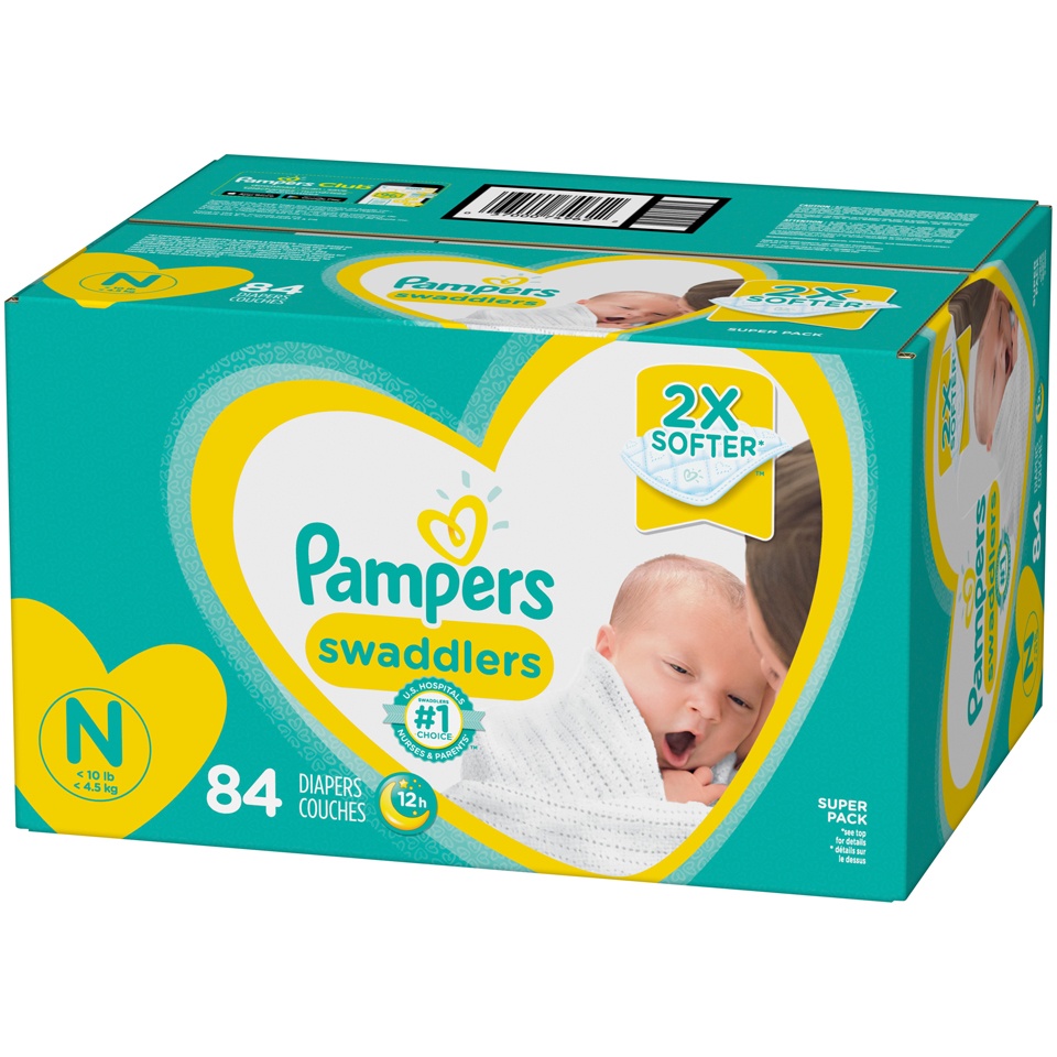 slide 3 of 3, Pampers Swaddlers Diapers, Size 0 (up to 10 lbs), 84 Count, Ultra Absorbent Disposable Infant Diaper, 84 ct