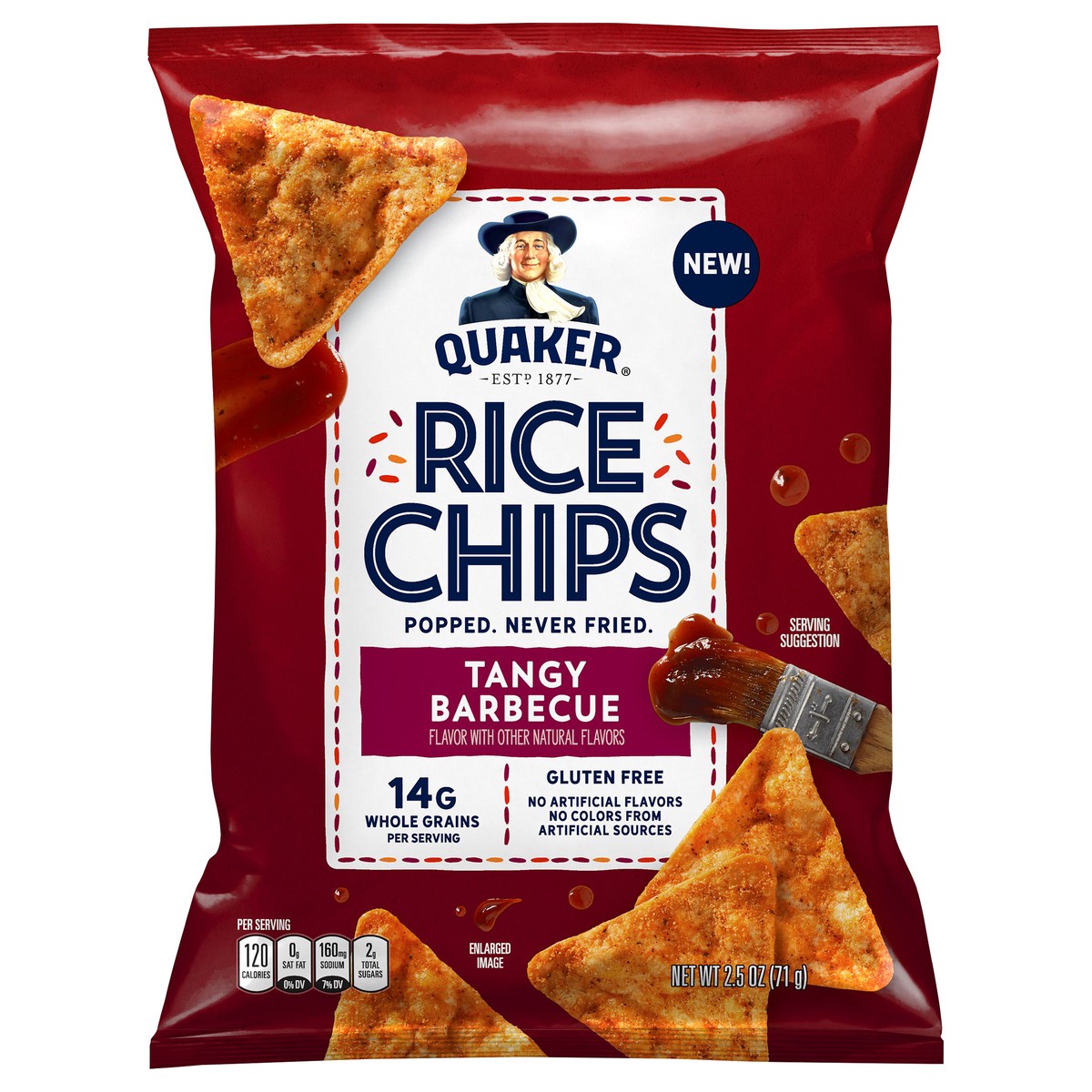 slide 1 of 3, Quaker Rice Chips Tangy Barbecue 2.5 Oz, 2.5 oz