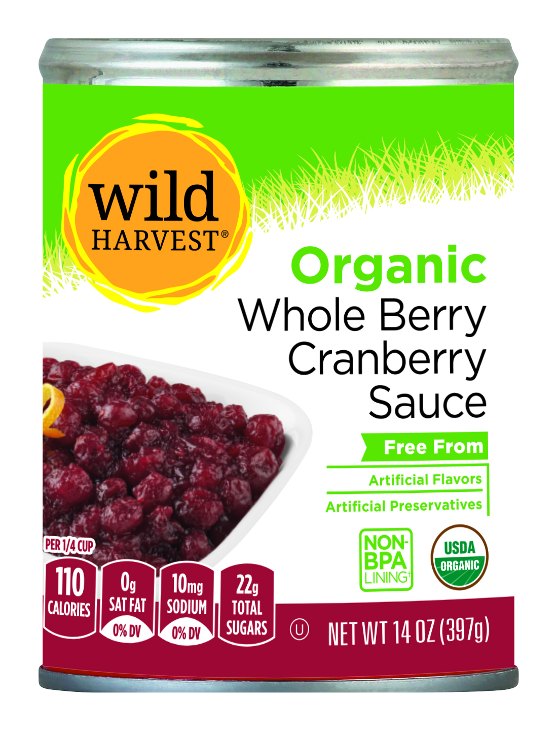 slide 1 of 1, Wild Harvest Organic Whole Cranberry Sauce, 14 oz